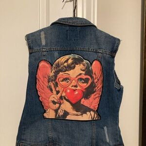 Blue Denim Vest with Button Details
